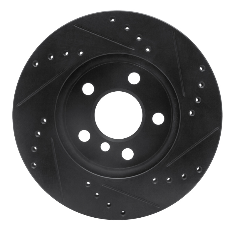 Mini Cooper Brake Rotor (1) - Front Left - R1 Concepts - Drilled & Slotted - Black - `14-`24